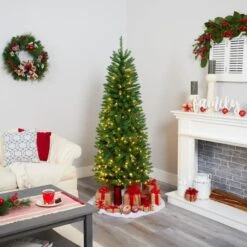 6ft. Pre-Lit Green Mountain Pine Artificial Christmas Tree, Clear LED Lights -Northlight Shop D255927S 6