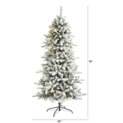 6.5ft. Pre-Lit Flocked Livingston Fir Pinecones Artificial Christmas Tree With Clear Warm LED Lights 12 6.5ft. Pre-Lit Flocked Livingston Fir Pinecones Artificial Christmas Tree With Clear Warm LED Lights -Northlight Shop D255933S 2