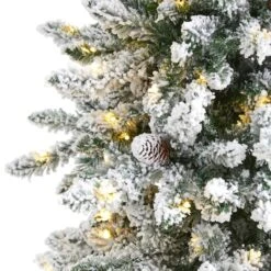 6.5ft. Pre-Lit Flocked Livingston Fir Pinecones Artificial Christmas Tree With Clear Warm LED Lights 13 6.5ft. Pre-Lit Flocked Livingston Fir Pinecones Artificial Christmas Tree With Clear Warm LED Lights -Northlight Shop D255933S 3