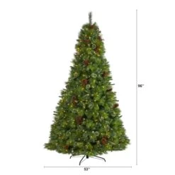8ft. Pre-Lit Montana Mixed Pine, Pinecones & Berries Artificial Christmas Tree With Clear LED Lights 14 8ft. Pre-Lit Montana Mixed Pine, Pinecones & Berries Artificial Christmas Tree With Clear LED Lights -Northlight Shop D255943S 2