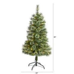 4ft. Pre-Lit Wisconsin Slim Snow Tip Pine Artificial Christmas Tree With Clear LED Lights -Northlight Shop D255953S 2