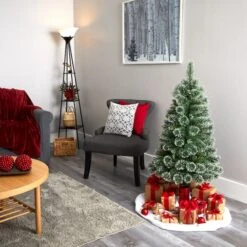 4ft. Pre-Lit Wisconsin Slim Snow Tip Pine Artificial Christmas Tree With Clear LED Lights -Northlight Shop D255953S 7