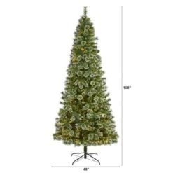 9ft. Pre-Lit Wisconsin Slim Snow Tip Pine Artificial Christmas Tree With Clear LED Lights 12 9ft. Pre-Lit Wisconsin Slim Snow Tip Pine Artificial Christmas Tree With Clear LED Lights -Northlight Shop D255955S 2