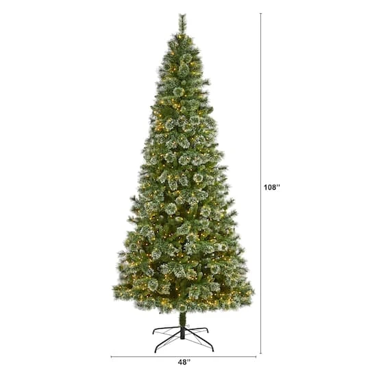 9ft. Pre-Lit Wisconsin Slim Snow Tip Pine Artificial Christmas Tree With Clear LED Lights 5 9ft. Pre-Lit Wisconsin Slim Snow Tip Pine Artificial Christmas Tree With Clear LED Lights - Image 3