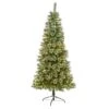 7ft. Pre-Lit Wisconsin Slim Snow Tip Pine Artificial Christmas Tree With Clear LED Lights 1 7ft. Pre-Lit Wisconsin Slim Snow Tip Pine Artificial Christmas Tree With Clear LED Lights -Northlight Shop D255957S 1
