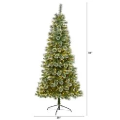 7ft. Pre-Lit Wisconsin Slim Snow Tip Pine Artificial Christmas Tree With Clear LED Lights 12 7ft. Pre-Lit Wisconsin Slim Snow Tip Pine Artificial Christmas Tree With Clear LED Lights -Northlight Shop D255957S 2
