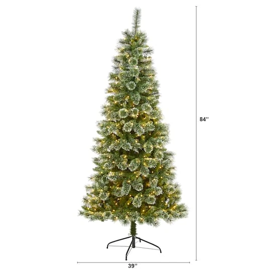 7ft. Pre-Lit Wisconsin Slim Snow Tip Pine Artificial Christmas Tree With Clear LED Lights 5 7ft. Pre-Lit Wisconsin Slim Snow Tip Pine Artificial Christmas Tree With Clear LED Lights - Image 3