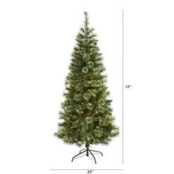 6ft. Pre-Lit White Mountain Pine & Pinecones Artificial Christmas Tree With Clear LED Lights -Northlight Shop D255962S 2