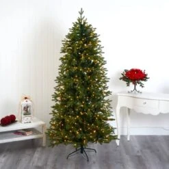 7ft. Pre-Lit Belgium Fir Artificial Christmas Tree, Clear LED Lights 16 7ft. Pre-Lit Belgium Fir Artificial Christmas Tree, Clear LED Lights -Northlight Shop D255964S 6