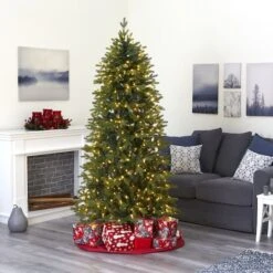 7ft. Pre-Lit Belgium Fir Artificial Christmas Tree, Clear LED Lights 12 7ft. Pre-Lit Belgium Fir Artificial Christmas Tree, Clear LED Lights -Northlight Shop D255964S 7
