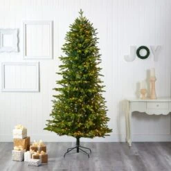 8ft. Pre-Lit Belgium Fir Artificial Christmas Tree, Clear LED Lights -Northlight Shop D255968S 5