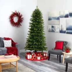 8ft. Pre-Lit Belgium Fir Artificial Christmas Tree, Clear LED Lights -Northlight Shop D255968S 7