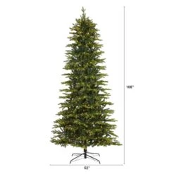 9ft. Pre-Light Belgium Fir Artificial Christmas Tree, Clear LED Lights -Northlight Shop D255969S 2