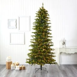 9ft. Pre-Light Belgium Fir Artificial Christmas Tree, Clear LED Lights -Northlight Shop D255969S 5