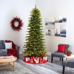 9ft. Pre-Light Belgium Fir Artificial Christmas Tree, Clear LED Lights -Northlight Shop D255969S 6