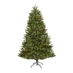 6ft. Pre-Lit New Haven Spruce Artificial Christmas Tree, Clear LED Lights -Northlight Shop D255970S 1 1