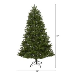6ft. Pre-Lit New Haven Spruce Artificial Christmas Tree, Clear LED Lights -Northlight Shop D255970S 2