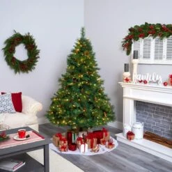 6ft. Pre-Lit West Virginia Mixed Pine Artificial Christmas Tree, Clear LED Lights -Northlight Shop D255997S 6