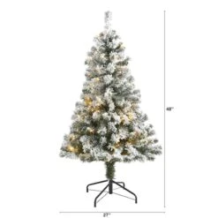 4ft. Pre-Lit Flocked West Virginia Fir Artificial Christmas Tree, Clear LED Lights 12 4ft. Pre-Lit Flocked West Virginia Fir Artificial Christmas Tree, Clear LED Lights -Northlight Shop D256016S 2