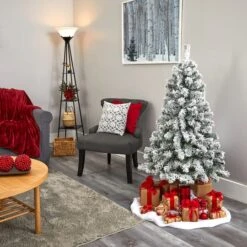 4ft. Pre-Lit Flocked West Virginia Fir Artificial Christmas Tree, Clear LED Lights 17 4ft. Pre-Lit Flocked West Virginia Fir Artificial Christmas Tree, Clear LED Lights -Northlight Shop D256016S 7