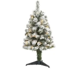 3ft. Pre-Lit Flocked West Virginia Fir Artificial Christmas Tree, Clear LED Lights 11 3ft. Pre-Lit Flocked West Virginia Fir Artificial Christmas Tree, Clear LED Lights -Northlight Shop D256017S 1 1