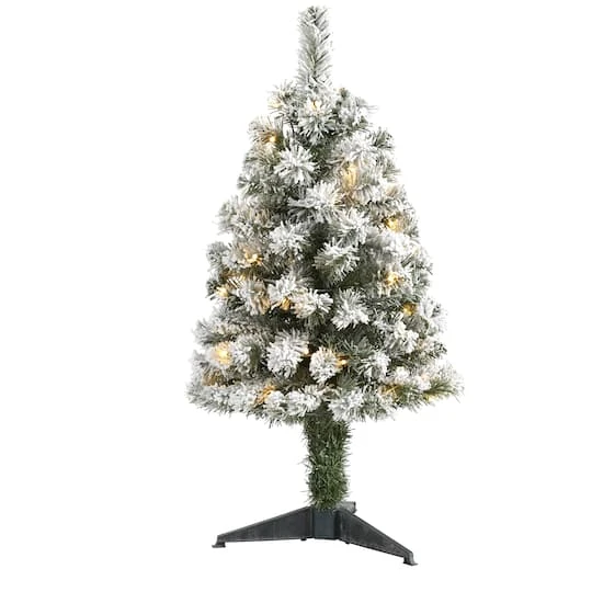 3ft. Pre-Lit Flocked West Virginia Fir Artificial Christmas Tree, Clear LED Lights 4 3ft. Pre-Lit Flocked West Virginia Fir Artificial Christmas Tree, Clear LED Lights - Image 2