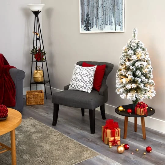 3ft. Pre-Lit Flocked West Virginia Fir Artificial Christmas Tree, Clear LED Lights 9 3ft. Pre-Lit Flocked West Virginia Fir Artificial Christmas Tree, Clear LED Lights - Image 7