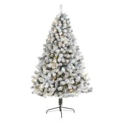 7ft. Pre-Lit Flocked West Virginia Fir Artificial Christmas Tree, Clear LED Lights 10 7ft. Pre-Lit Flocked West Virginia Fir Artificial Christmas Tree, Clear LED Lights -Northlight Shop D256019S 1 1