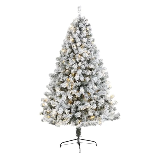 7ft. Pre-Lit Flocked West Virginia Fir Artificial Christmas Tree, Clear LED Lights 3 7ft. Pre-Lit Flocked West Virginia Fir Artificial Christmas Tree, Clear LED Lights