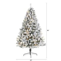 7ft. Pre-Lit Flocked West Virginia Fir Artificial Christmas Tree, Clear LED Lights 13 7ft. Pre-Lit Flocked West Virginia Fir Artificial Christmas Tree, Clear LED Lights -Northlight Shop D256019S 2