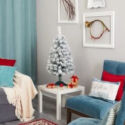 3ft. Unlit Flocked Rock Springs Spruce Artificial Christmas Tree -Northlight Shop D256020S 6