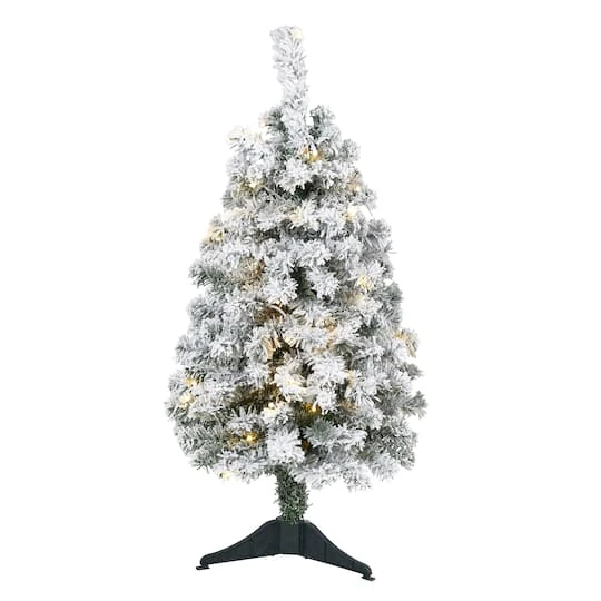 3ft. Pre-Lit Flocked Rock Springs Spruce Artificial Christmas Tree, Clear LED Lights 3 3ft. Pre-Lit Flocked Rock Springs Spruce Artificial Christmas Tree, Clear LED Lights