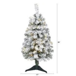 3ft. Pre-Lit Flocked Rock Springs Spruce Artificial Christmas Tree, Clear LED Lights 12 3ft. Pre-Lit Flocked Rock Springs Spruce Artificial Christmas Tree, Clear LED Lights -Northlight Shop D256025S 2