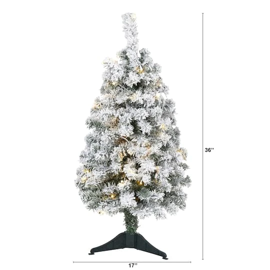 3ft. Pre-Lit Flocked Rock Springs Spruce Artificial Christmas Tree, Clear LED Lights 5 3ft. Pre-Lit Flocked Rock Springs Spruce Artificial Christmas Tree, Clear LED Lights - Image 3
