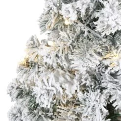 3ft. Pre-Lit Flocked Rock Springs Spruce Artificial Christmas Tree, Clear LED Lights 13 3ft. Pre-Lit Flocked Rock Springs Spruce Artificial Christmas Tree, Clear LED Lights -Northlight Shop D256025S 3