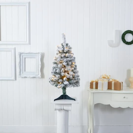 3ft. Pre-Lit Flocked Rock Springs Spruce Artificial Christmas Tree, Clear LED Lights 8 3ft. Pre-Lit Flocked Rock Springs Spruce Artificial Christmas Tree, Clear LED Lights - Image 6