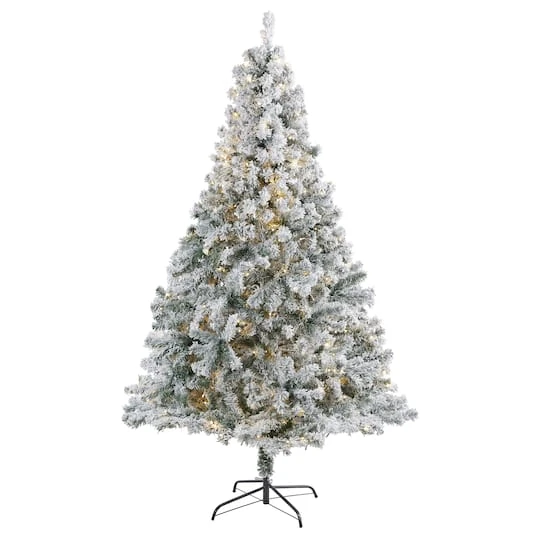 7ft. Pre-Lit Flocked Rock Springs Spruce Artificial Christmas Tree With Clear LED Lights 4 7ft. Pre-Lit Flocked Rock Springs Spruce Artificial Christmas Tree With Clear LED Lights - Image 2