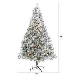 7ft. Pre-Lit Flocked Rock Springs Spruce Artificial Christmas Tree With Clear LED Lights 12 7ft. Pre-Lit Flocked Rock Springs Spruce Artificial Christmas Tree With Clear LED Lights -Northlight Shop D256031S 2
