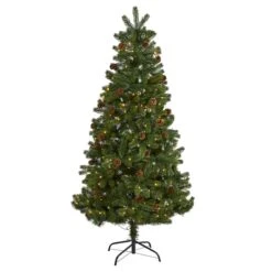 6ft. Pre-Lit Rocky Mountain Spruce & Pinecone Artificial Christmas Tree, Clear LED Lights