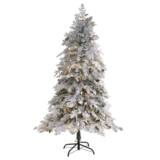 6ft. Pre-Lit Flocked Montana Down Swept Spruce Artificial Christmas Tree With Clear LED Lights 3 6ft. Pre-Lit Flocked Montana Down Swept Spruce Artificial Christmas Tree With Clear LED Lights