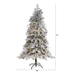 6ft. Pre-Lit Flocked Montana Down Swept Spruce Artificial Christmas Tree With Clear LED Lights 12 6ft. Pre-Lit Flocked Montana Down Swept Spruce Artificial Christmas Tree With Clear LED Lights -Northlight Shop D256064S 2