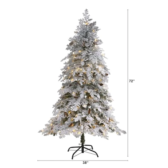 6ft. Pre-Lit Flocked Montana Down Swept Spruce Artificial Christmas Tree With Clear LED Lights 5 6ft. Pre-Lit Flocked Montana Down Swept Spruce Artificial Christmas Tree With Clear LED Lights - Image 3