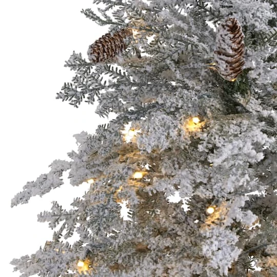 6ft. Pre-Lit Flocked Montana Down Swept Spruce Artificial Christmas Tree With Clear LED Lights 6 6ft. Pre-Lit Flocked Montana Down Swept Spruce Artificial Christmas Tree With Clear LED Lights - Image 4