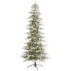 7.5ft. Pre-Lit Slim Flocked Nova Scotia Spruce Artificial Christmas Tree With Warm White LED Lights 1 7.5ft. Pre-Lit Slim Flocked Nova Scotia Spruce Artificial Christmas Tree With Warm White LED Lights -Northlight Shop D256091S 1