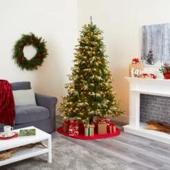 7ft. Pre-Lit Snowed Grand Teton Artificial Christmas Tree With Clear LED Lights 23 7ft. Pre-Lit Snowed Grand Teton Artificial Christmas Tree With Clear LED Lights -Northlight Shop D256093S 10