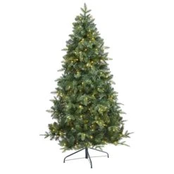 6ft. Pre-Lit Grand Teton Spruce Flat Back Artificial Christmas Tree With Clear LED Lights -Northlight Shop D256097S 1 1