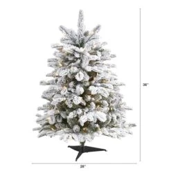 3ft. Pre-Lit Flocked North Carolina Fir Artificial Christmas Tree With Warm White Lights 12 3ft. Pre-Lit Flocked North Carolina Fir Artificial Christmas Tree With Warm White Lights -Northlight Shop D256100S 2