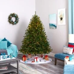 7ft. Pre-Lit Colorado Mountain Pine Artificial Christmas Tree, Clear LED Lights -Northlight Shop D256126S 6