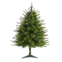 3ft. Pre-Lit New England Pine Artificial Christmas Tree, Clear LED Lights 11 3ft. Pre-Lit New England Pine Artificial Christmas Tree, Clear LED Lights -Northlight Shop D256142S 1 1