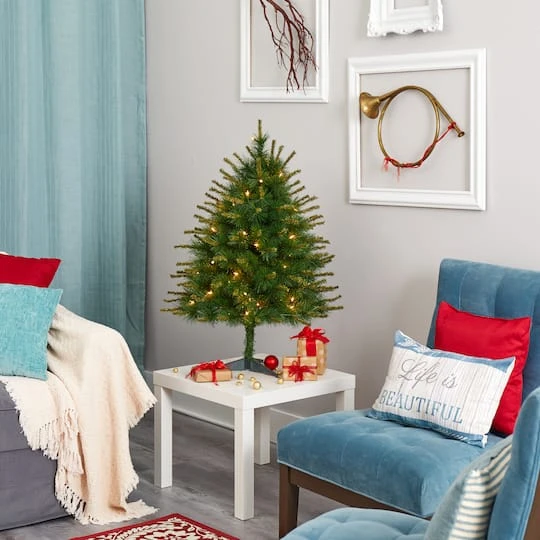 3ft. Pre-Lit New England Pine Artificial Christmas Tree, Clear LED Lights 9 3ft. Pre-Lit New England Pine Artificial Christmas Tree, Clear LED Lights - Image 7